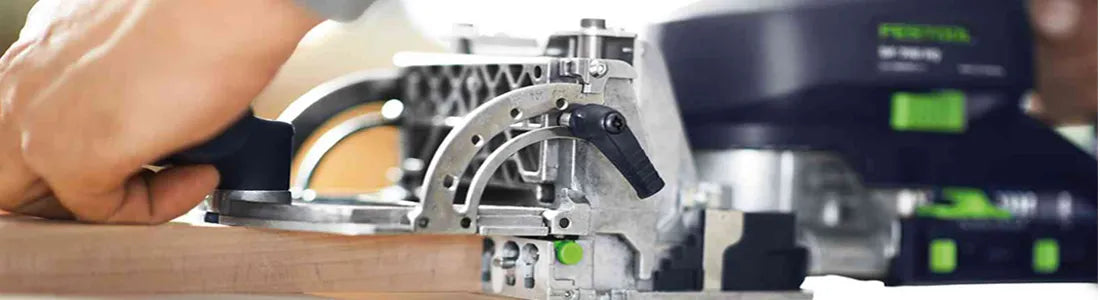 Close up of the Festool Domino Joiner cutting into wood