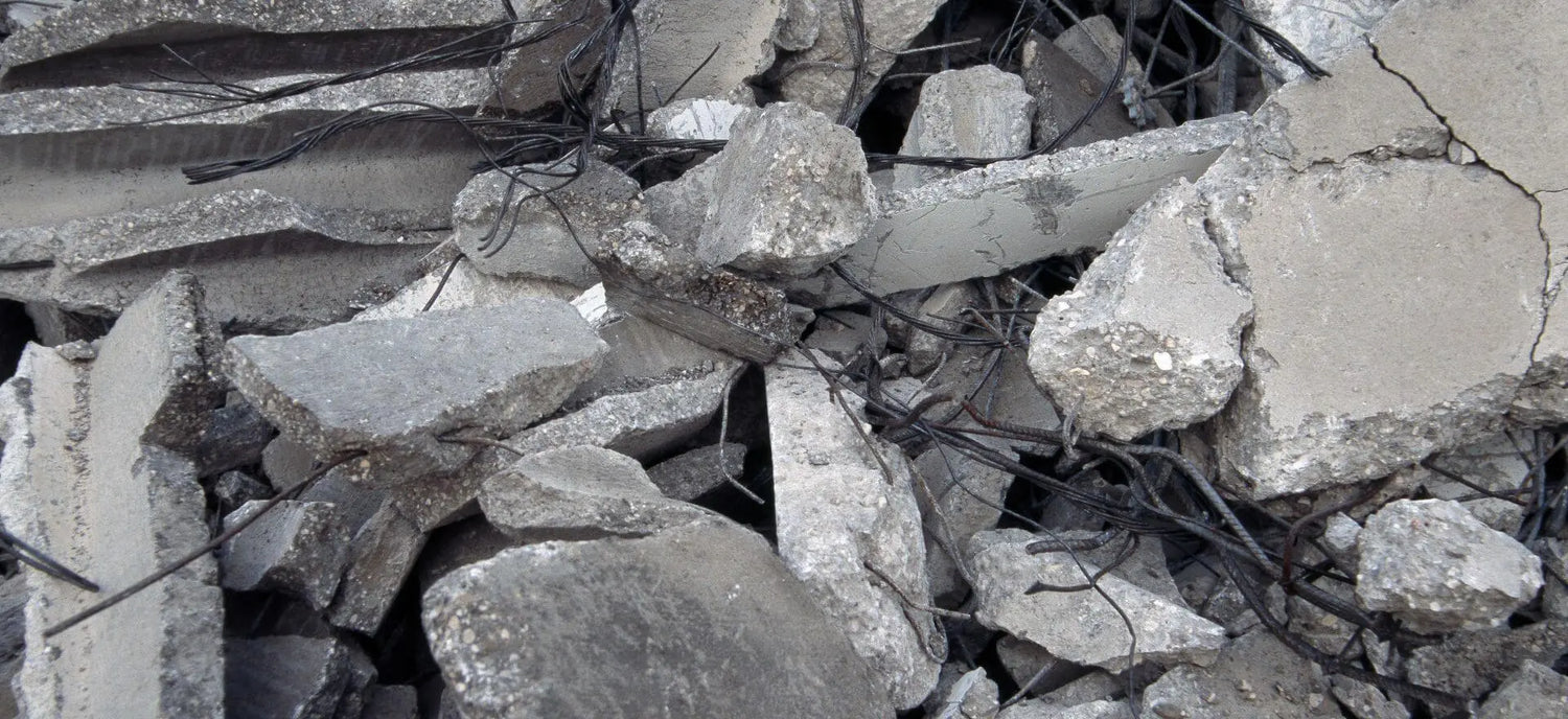 close up of demolished concrete