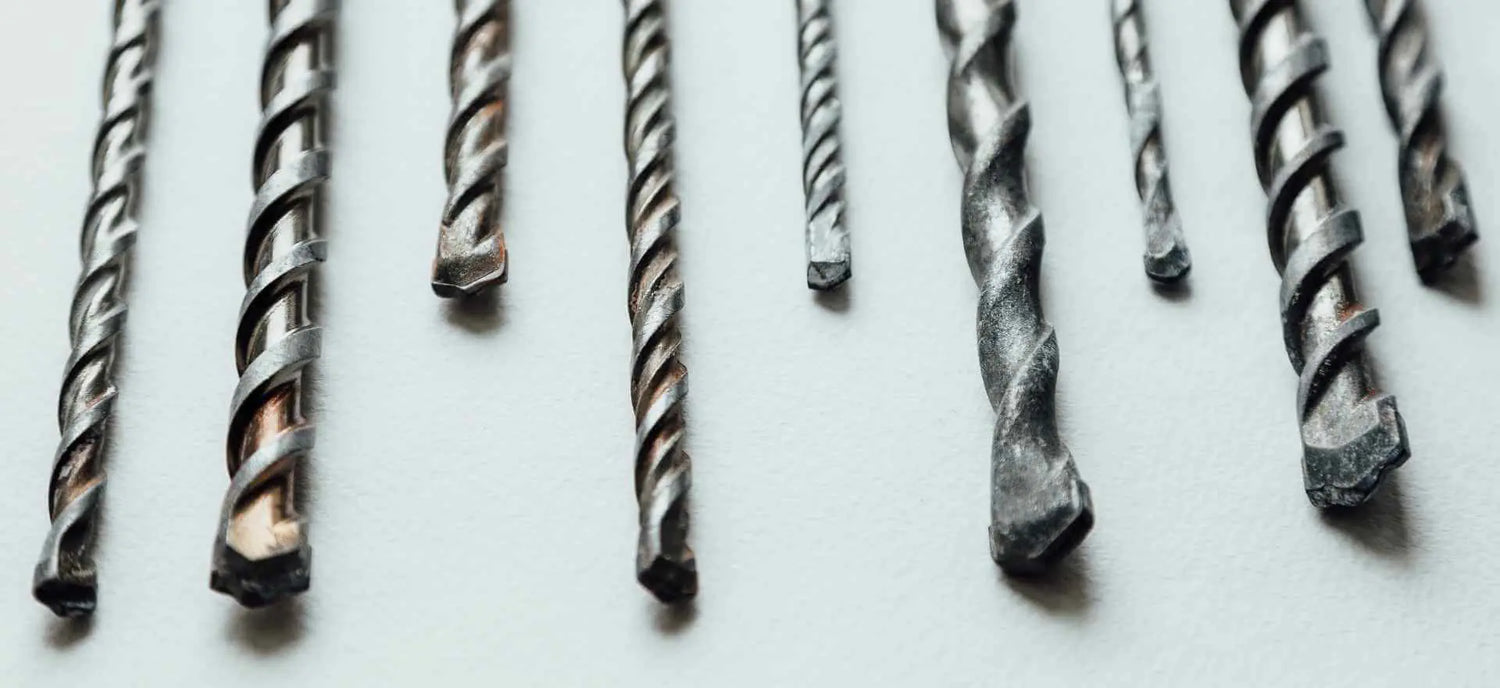 close up of assortment of masonry drill bits