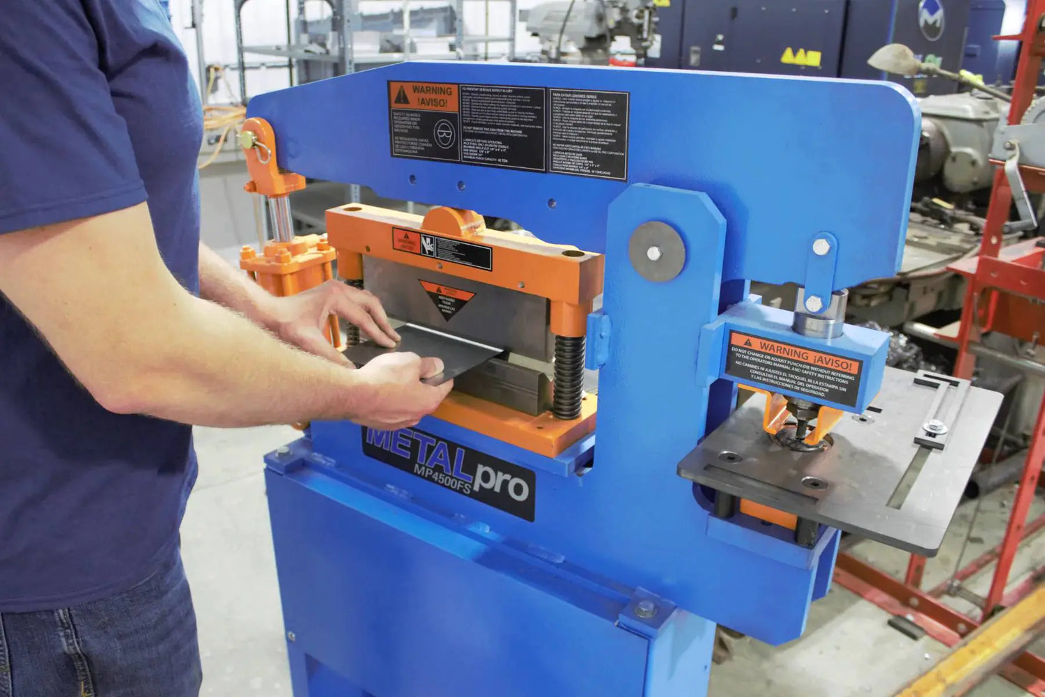 Man using METALpro MP4500FS 45-Ton Ironworker