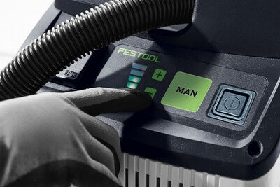 close up of festool dust extractor suction power adjustment