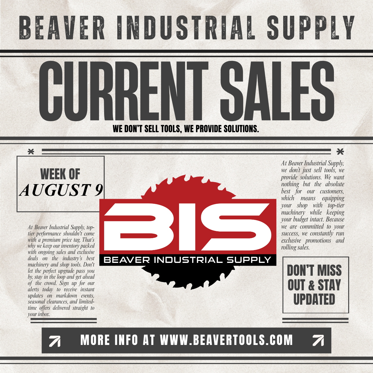 Current Sales: Week of August 9th