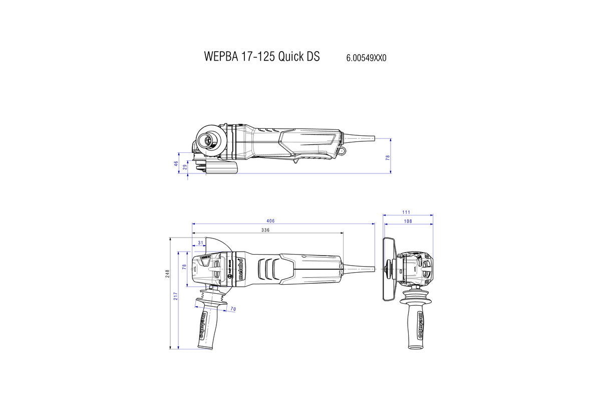 Metabo 5" M-Brush Angle Grinder, WEPBA 19-125 Q DS 613114420