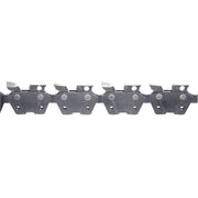 Carbide tipped fine cut saw chain links arranged in a row for a Mafell 400 mm saw