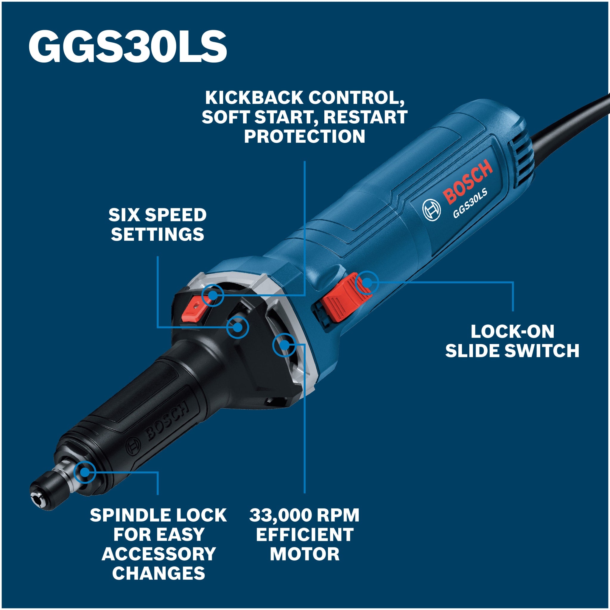 Bosch 6 Amp Die Grinder With Slide Switch GGS30LS