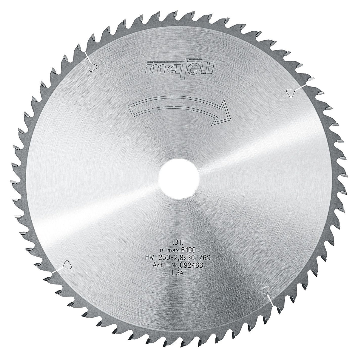 Mafell 250mm 60T TCT Fine-Cutting Saw Blade, 30mm Bore 92466