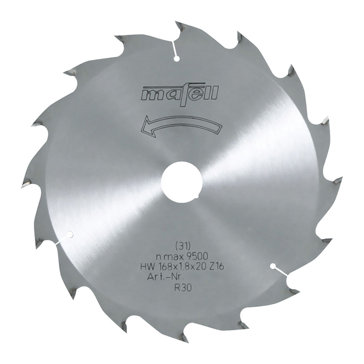 Mafell 168mm 16T TCT Ripping Saw Blade, 20mm Bore 92476