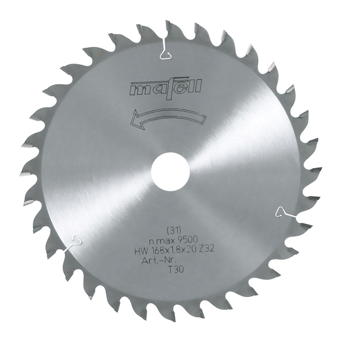 Mafell 168 mm TCT Cross-Cutting Circular Saw Blade, 32 Teeth, 20 mm Bore 92480