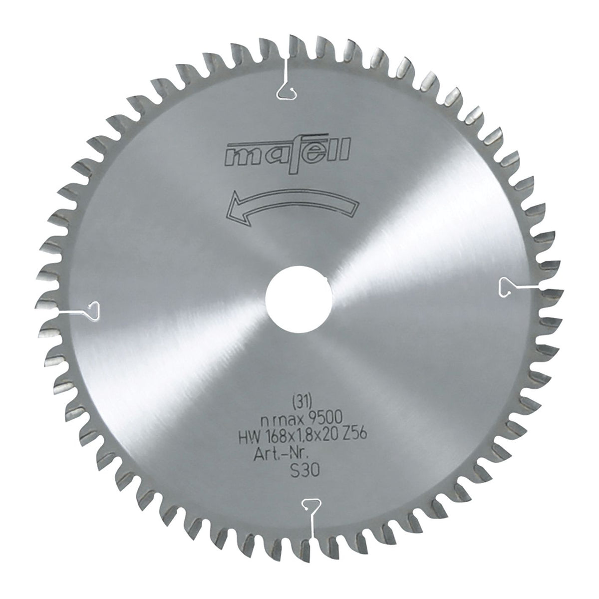 Mafell 168 mm TCT Fine-Cutting Circular Saw Blade, 56 Teeth, 20 mm Bore 92482
