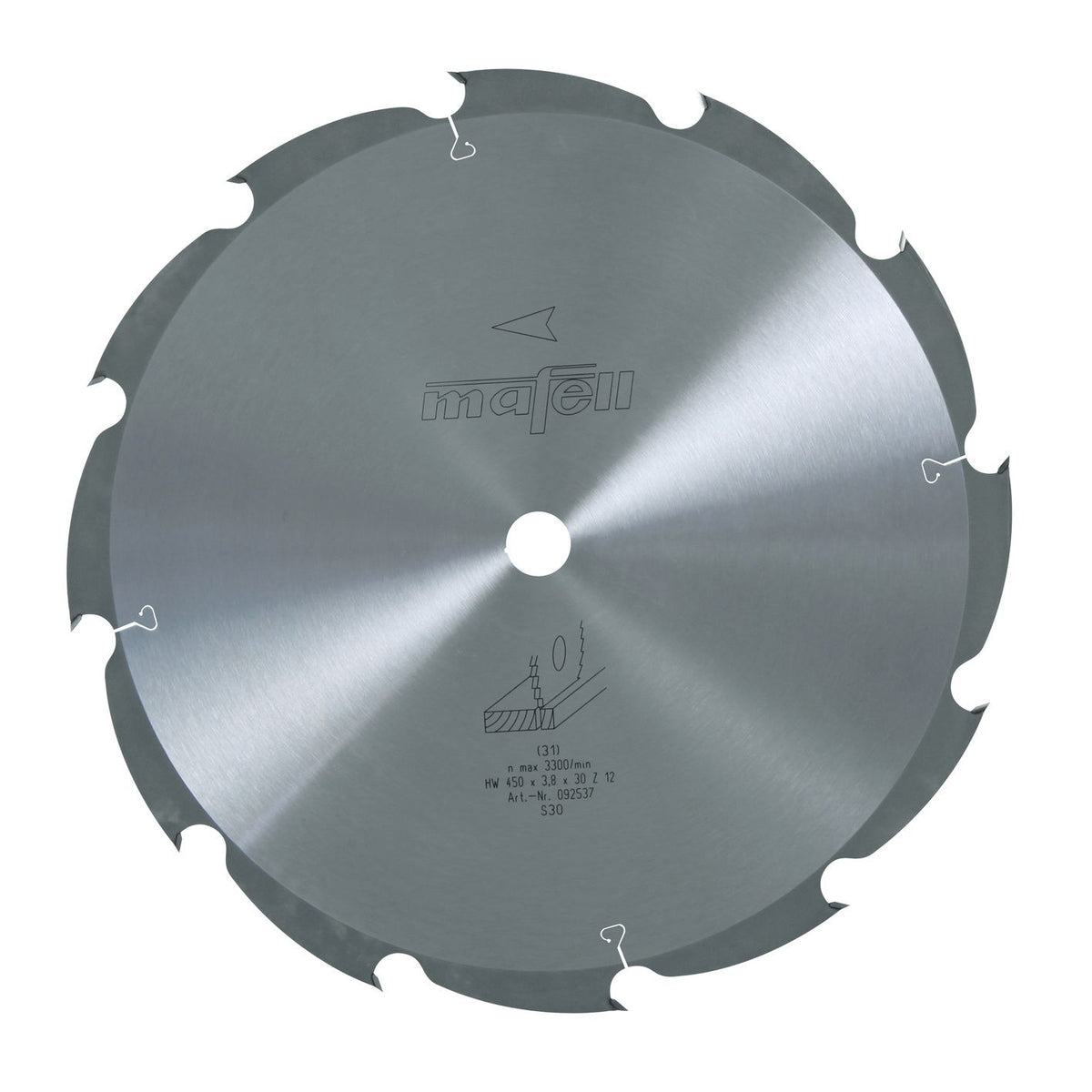 Mafell 450 mm TCT Saw Blade, 2.5/3.8 mm Kerf, 30 mm Arbor, 12 Teeth 92537