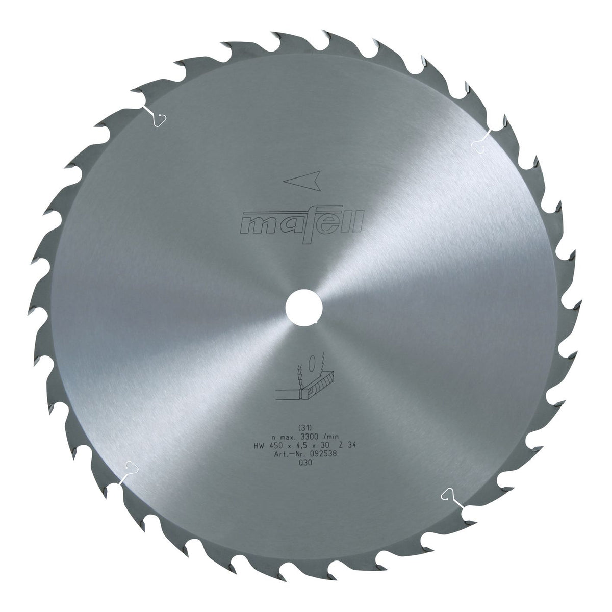 Mafell 450 mm TCT Saw Blade, 2.5/4.5 mm Kerf, 30 mm Arbor, 34 Teeth 92538