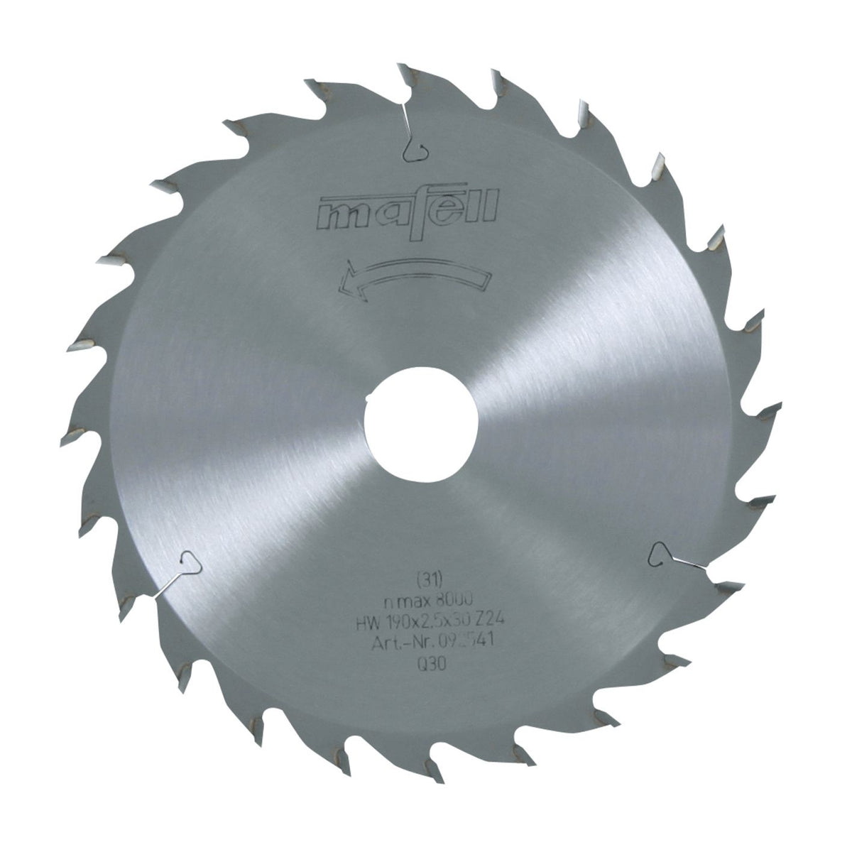 Mafell 190 mm TCT Saw Blade, 1.8/2.5 mm Kerf, 30 mm Arbor, 24 Teeth 92541