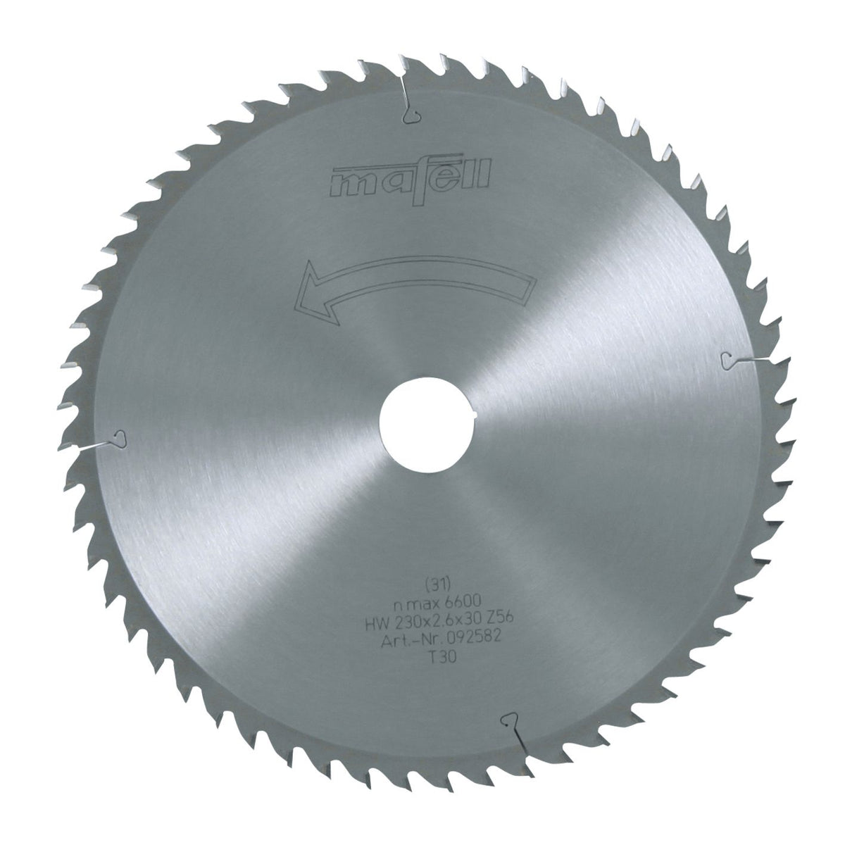 Mafell 230 mm TCT Saw Blade, 56 Teeth, 2.6 mm Kerf, 30 mm Bore 92582
