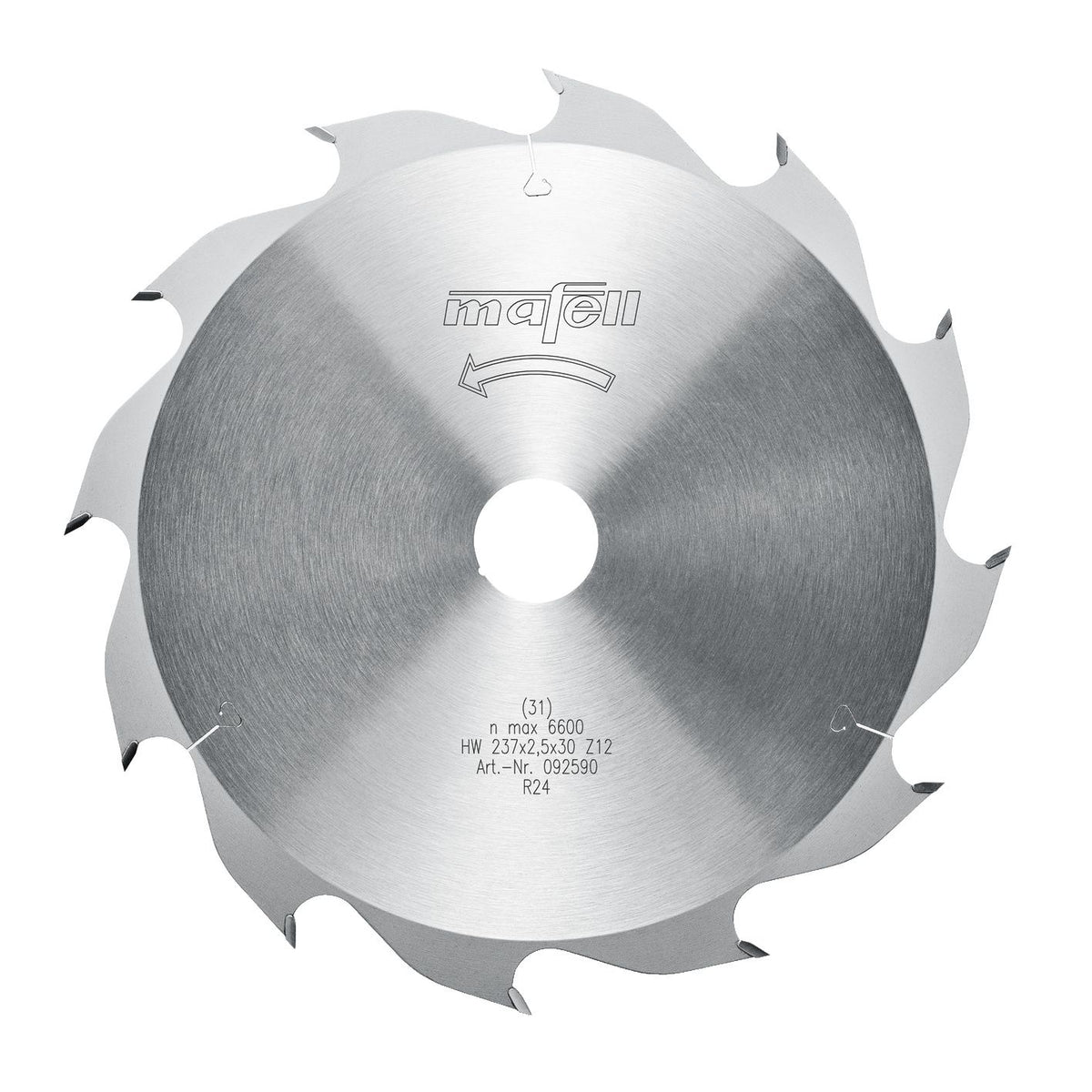 Mafell 237 mm TCT Ripping Saw Blade, 12 Teeth, 2.5 mm Kerf, 30 mm Bore 92590