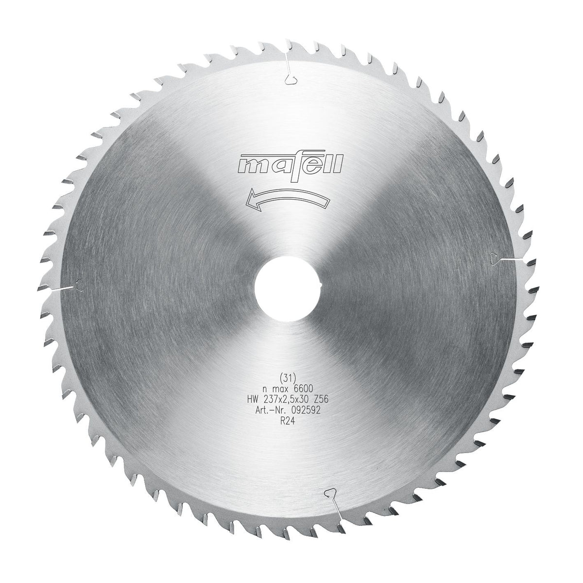 Mafell 237 mm TCT Fine-Cutting Saw Blade, 56 Teeth, 2.5 mm Kerf, 30 mm Bore 92592