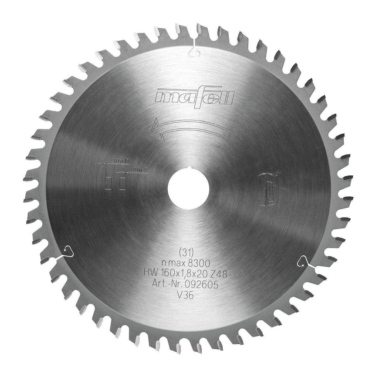 Mafell KSB-AL160 160 mm TCT Aluminum and Plastic Saw Blade, Z48 2FZFA 92605