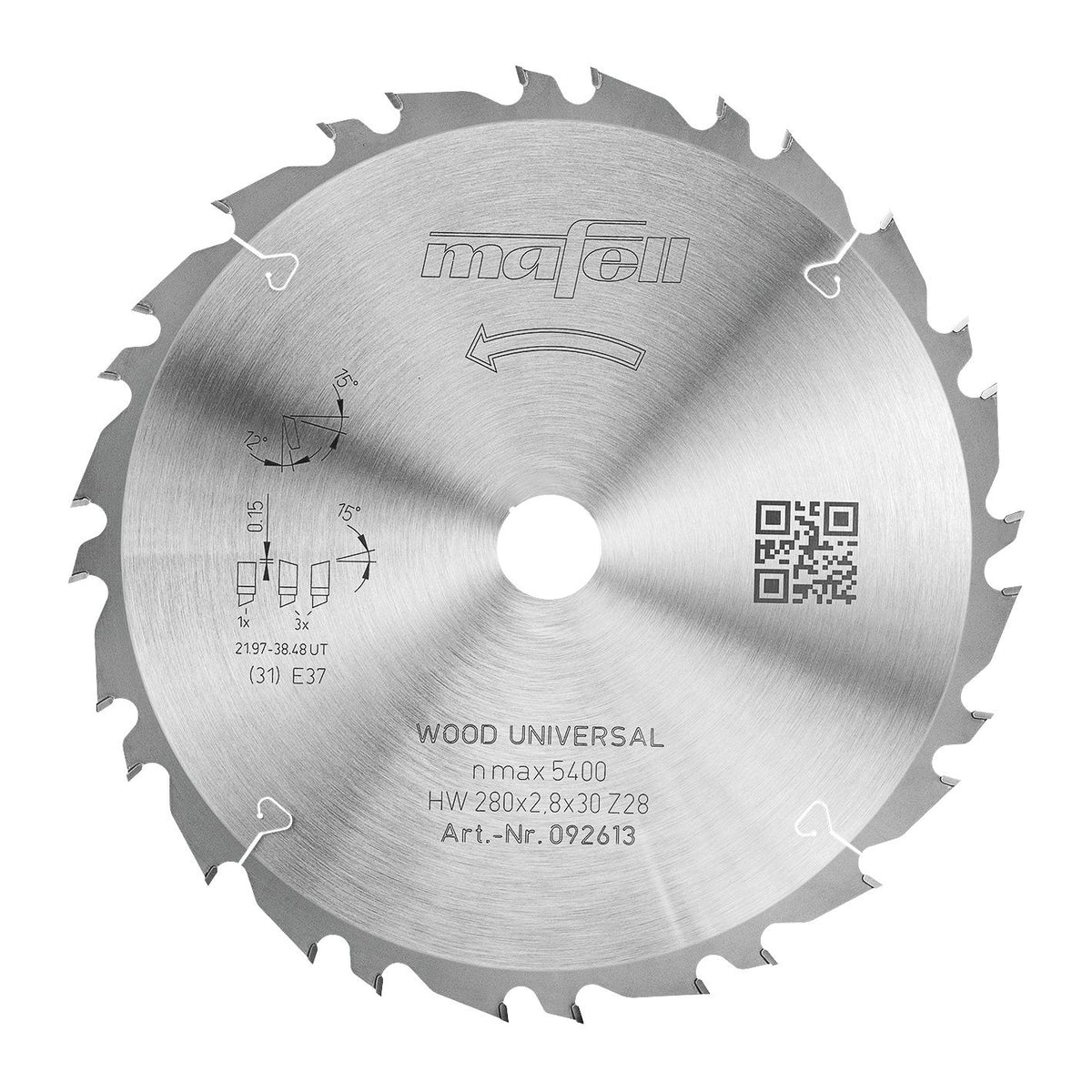Mafell KSB-WU 280 GT Wood Universal Saw Blade, 280 mm, Z28-4, 30 mm Bore 92613