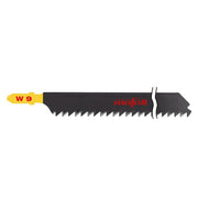 Mafell SSB-W9 wood precision jigsaw blade 220 mm shown as part of a three-pack illustration
