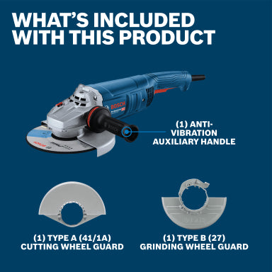 Bosch 9" Large Angle Grinder w/ Lock-on Trigger Switch 15 Amp GWS22-230J