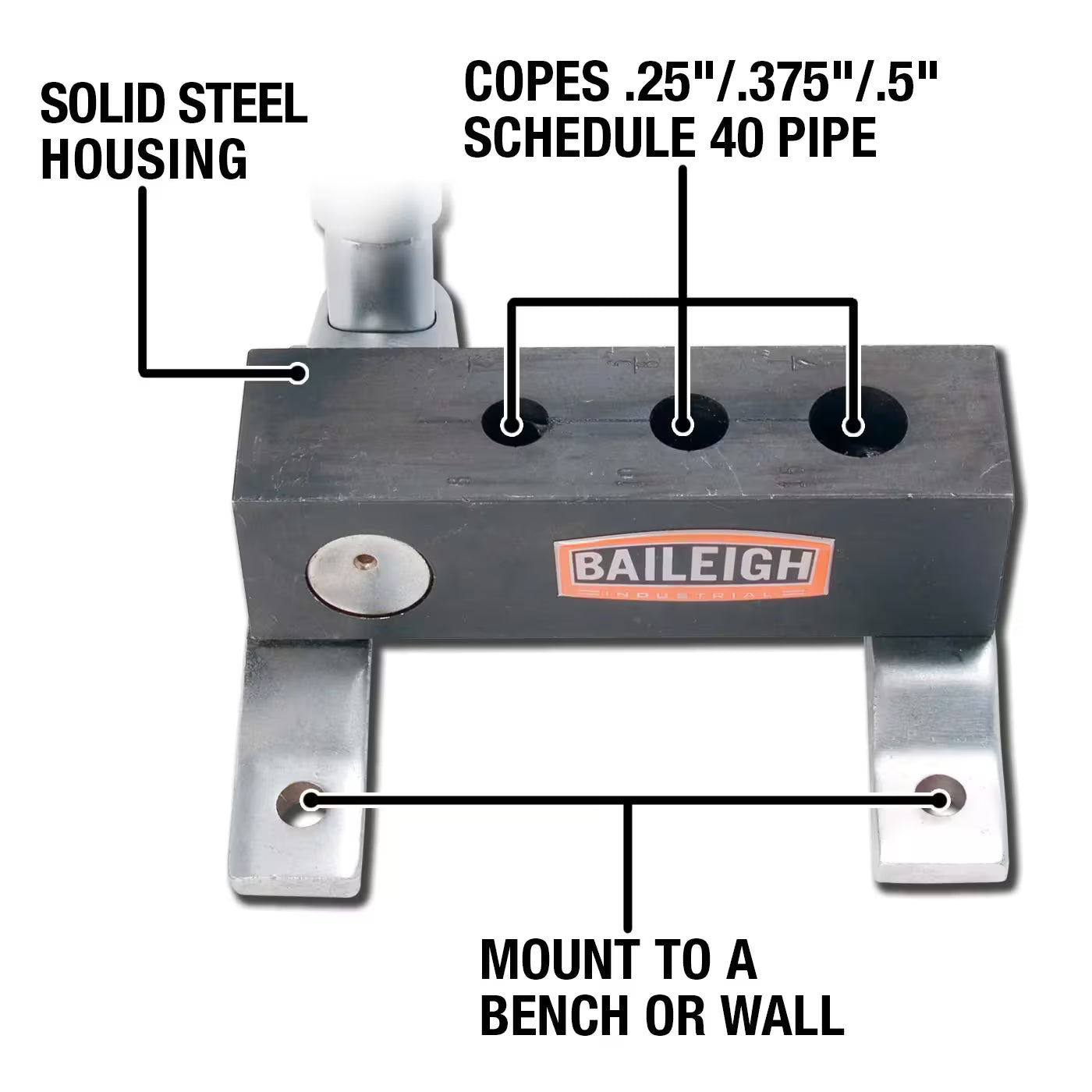 Baileigh TN-50M, Manually Operated Non-Mitering Pipe Notcher for 1/4 in., 3/8 in., and 1/2 in. Pipe 1008058