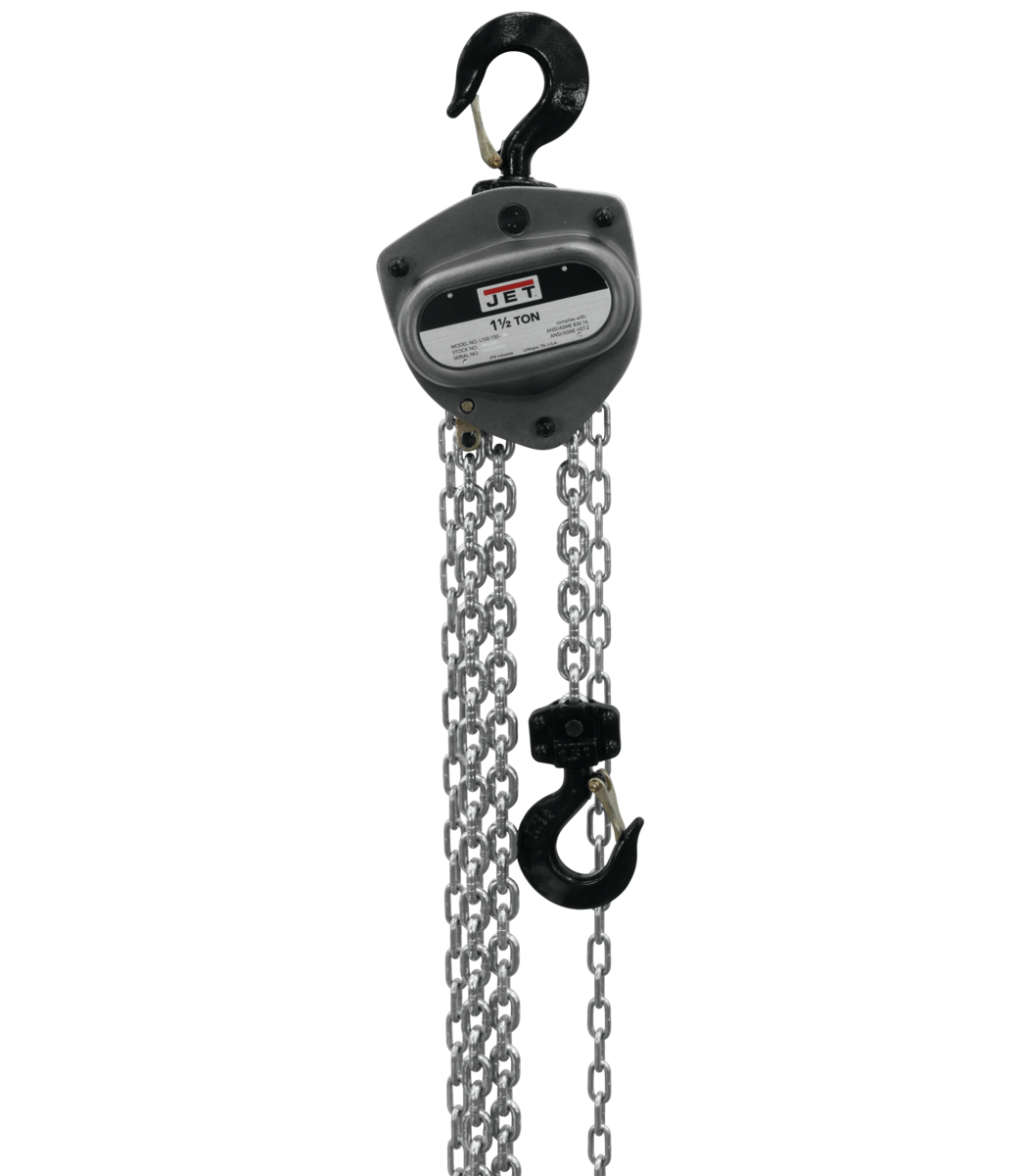 Jet L100-150WO-40, 1-1/2 Ton Hand Chain Hoist with 40 ft. Lift and Overload Protection 201140