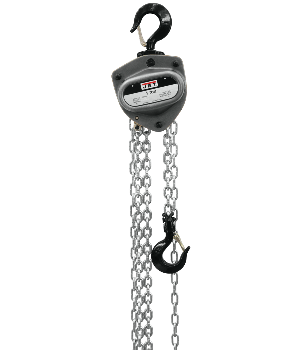 Jet L100-100WO-60, 1 Ton Hand Chain Hoist with 60 ft. Lift and Overload Protection 203160
