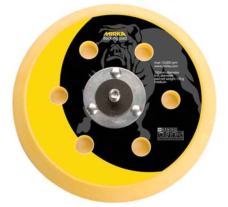 Mirka 6 in. 6 Hole Grip Faced Vacuum Backup Pad 5/16 in. x 24 thread, Qty 1 106GV