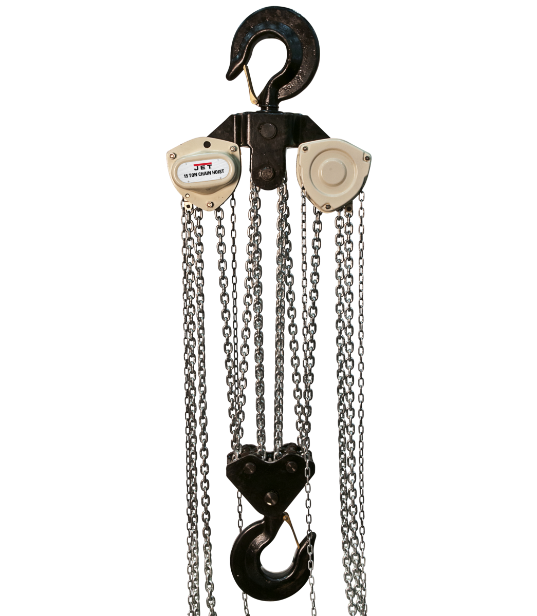 Jet L100-1500WO-20, 15 Ton Hand Chain Hoist with 20 ft. Lift and Overload Protection 109100