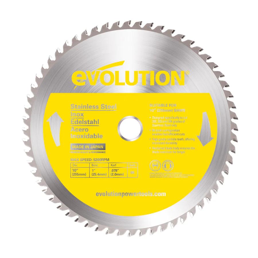 Evolution 10" Stainless Steel TCT Blade, 66T, 1" Arbor 10BLADESSN
