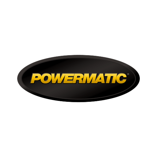 Powermatic logo on a black oval background