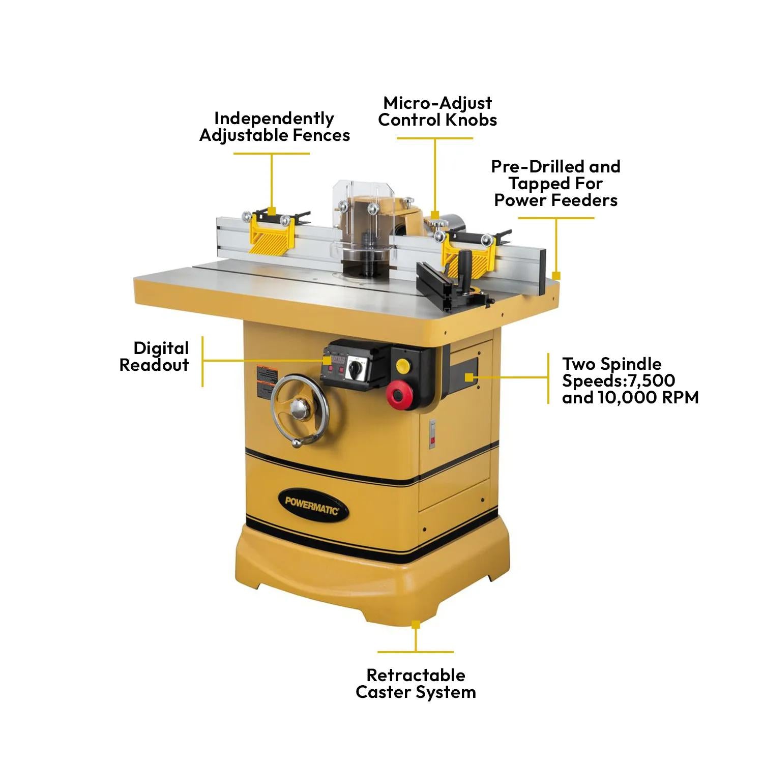 Powermatic PM2700 Shaper with DRO & Casters, 5HP, 3PH, 460V 1280102C-4