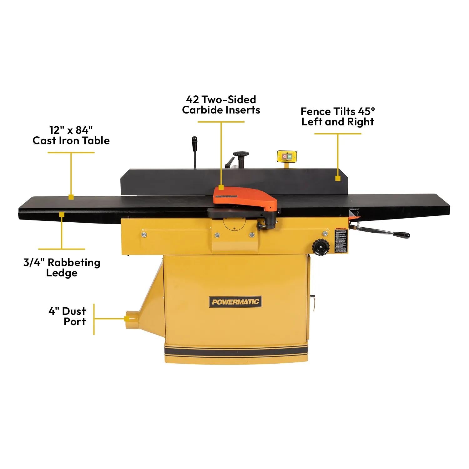 Powermatic 1285T 12 in. Parallelogram Jointer with ArmorGlide, 3HP 3PH 460V HH 1791308T-4