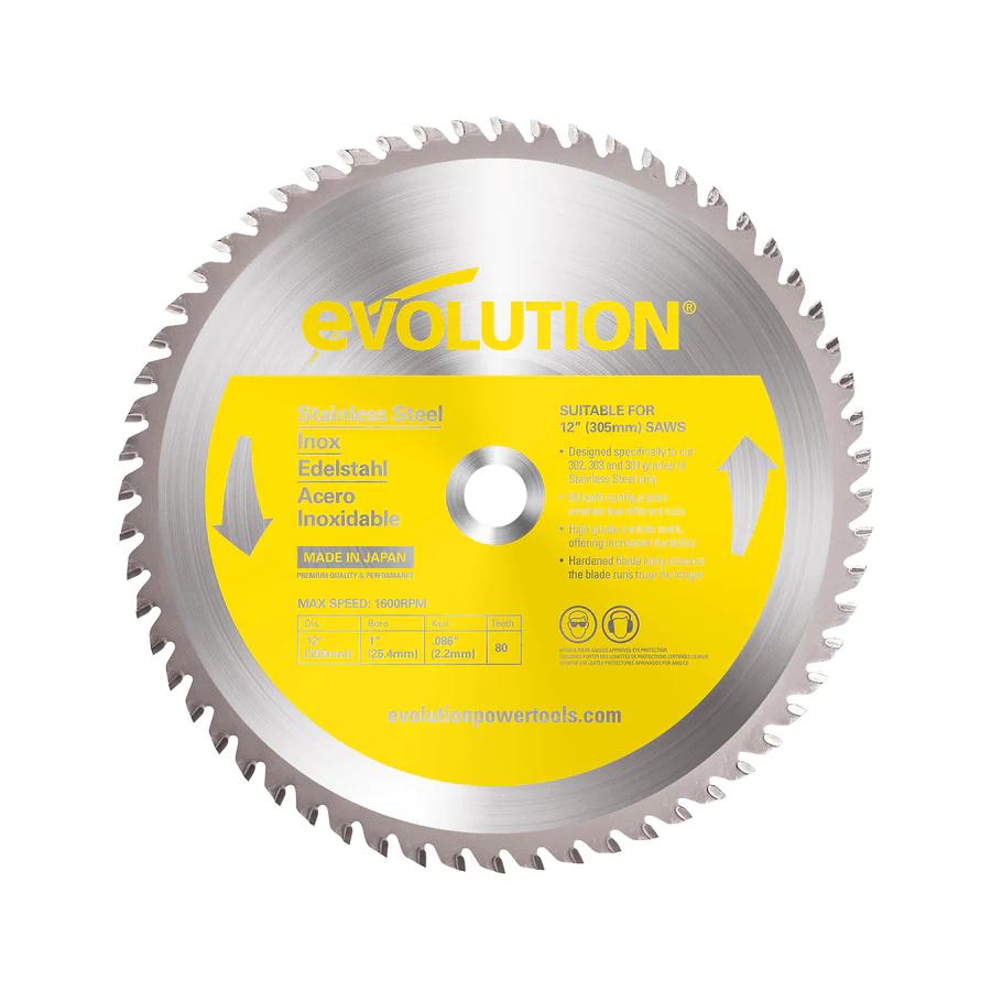 Evolution 12" Stainless Steel TCT Blade, 80T, 1" Arbor 12BLADESSN