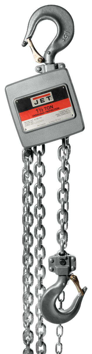 Jet AL100 Series Aluminum Hand Chain Hoist, 1-1/2 Ton x 20 Foot Lift AL100-150-20 133123