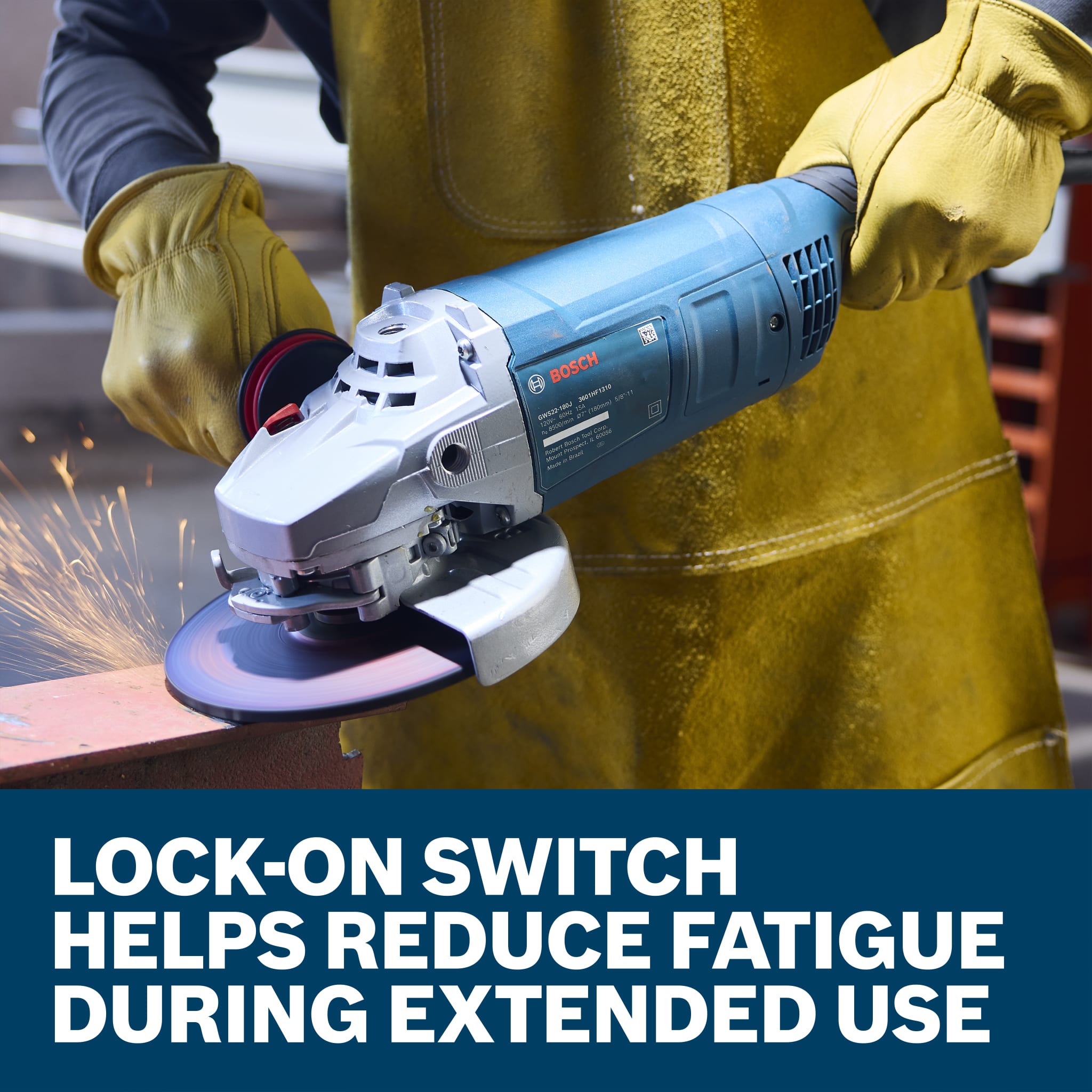 Bosch 7" Large Angle Grinder - 15 Amp with Lock-On Trigger Switch GWS22-180J