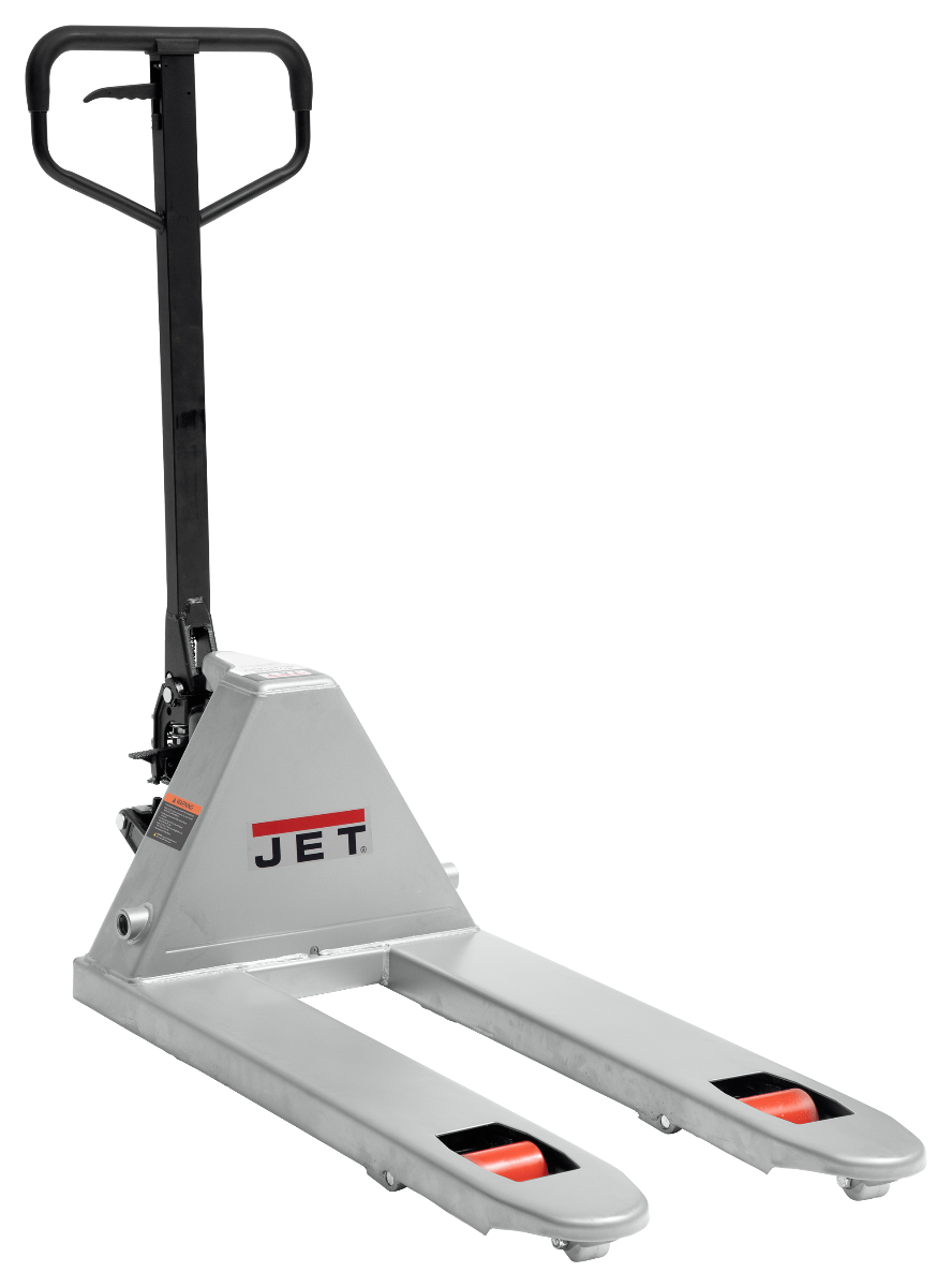 JT161004 JET® J Series Pallet Trucks are available in 6 different configurations. Each JET J Series Pallet Truck has a low profile of 2-1/2 inches