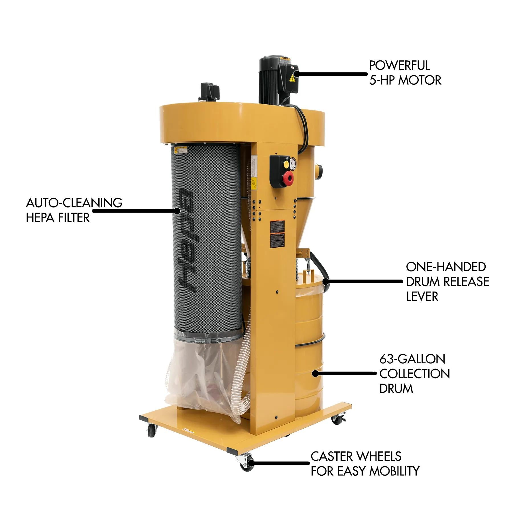 Powermatic PM2200 Cyclonic Dust Collector with HEPA Filter, 3HP 1792200HK