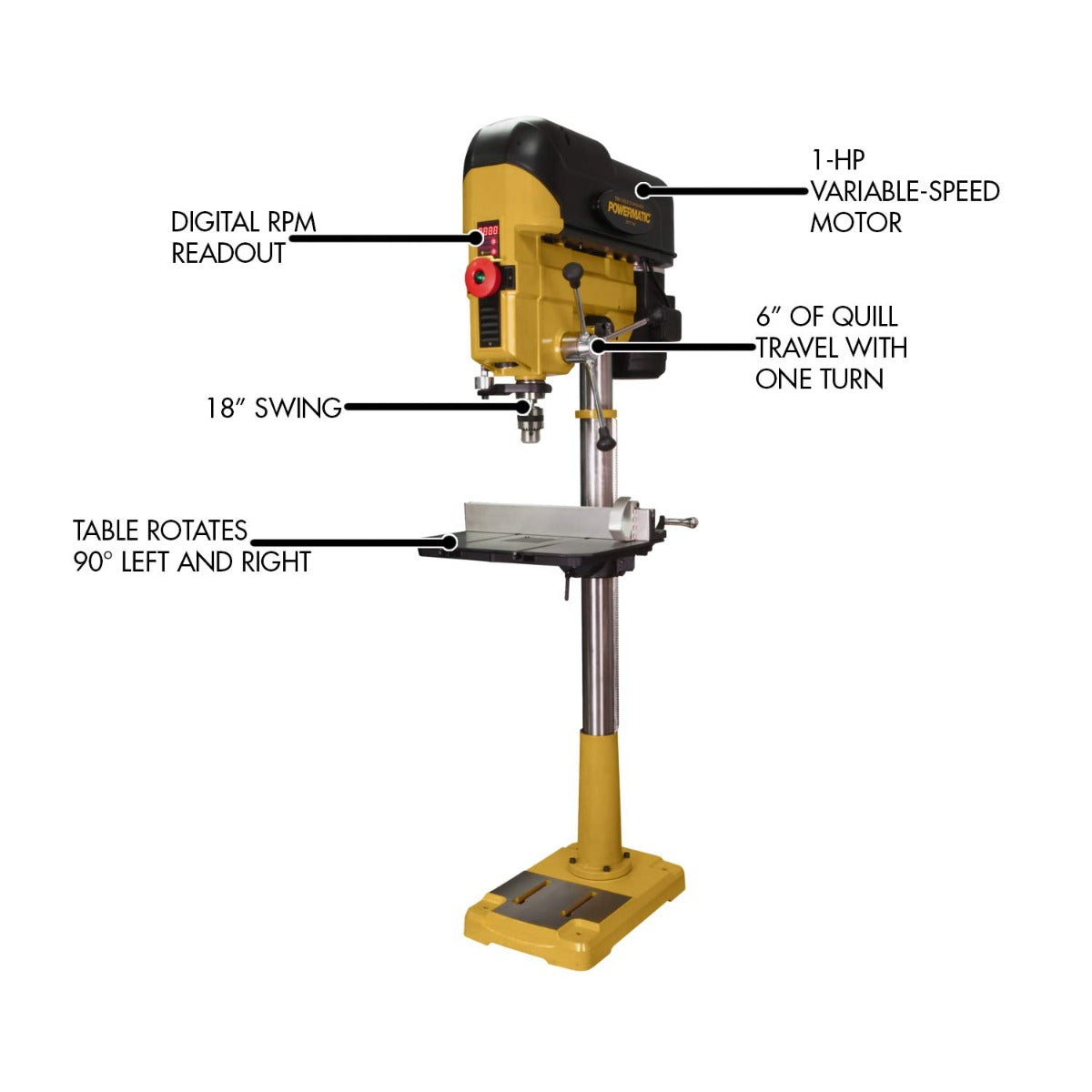 Powermatic PM2800B Drill Press, 1HP, 1PH, 115/230V 1792800B