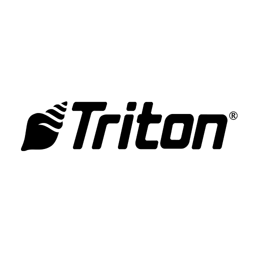 Black 'Triton' logo on a white background