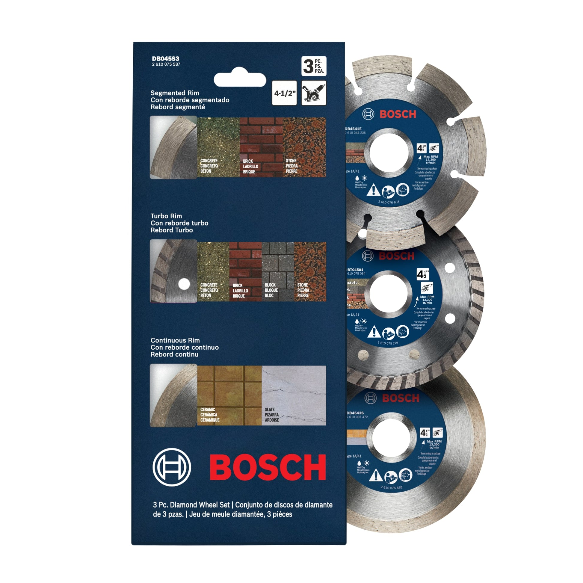 Bosch 3-Piece 4.5" Diamond Wheel Set DB045S3