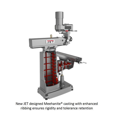 Jet JTM-1050EVS2/230 Mill With Acu-Rite 203 DRO With X, Y and Z-Axis Powerfeeds and Air Powered Drawbar 690650