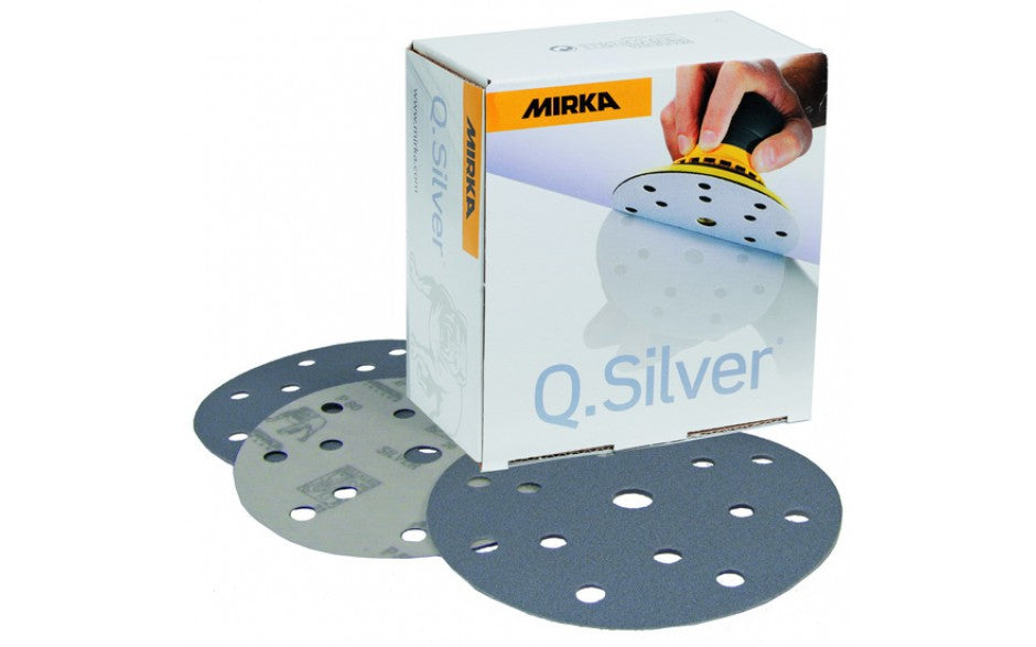 Mirka Q.Silver 5 in. 180G 17 Hole Vacuum Grip Disc, Qty 50 2B-647-180