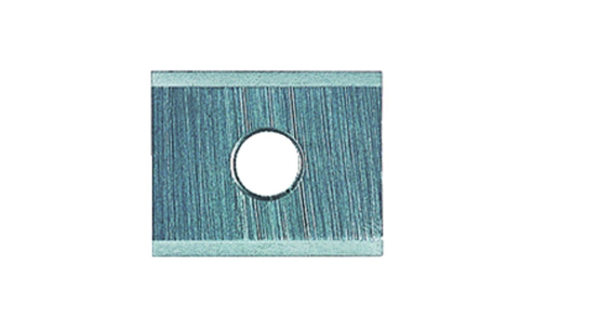 Reversible carbide knife insert for Mafell grooving cutters, square shape with a central mounting hole.