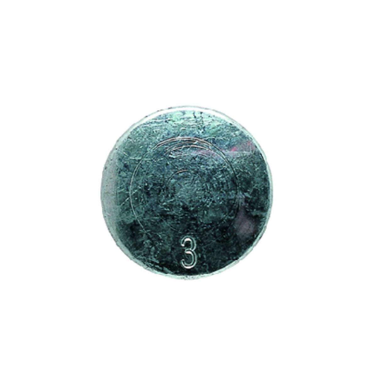 Circular metal end cap with the embossed number 3 from Mafell guide accessories