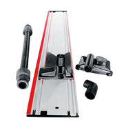 Mafell Aerofix suction clamp on a 1.3 m guide rail with vacuum hose and mounting heads.