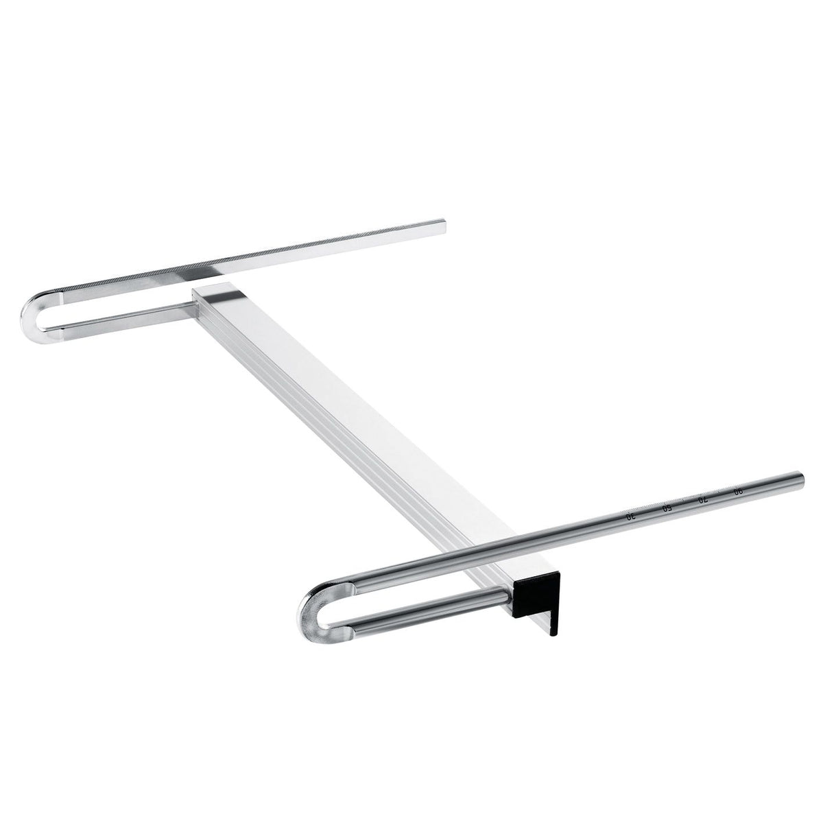 Roller Edge Guide for Mafell K 85 UA enables precise narrow edge cuts along a workpiece using a slim guide rail.