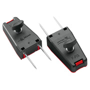 Two Mafell F-FIX Track Clamps for DSS 300 cc rails shown clamping a guide track to insulating boards without tools.