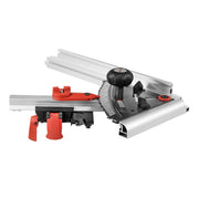 Mafell Multi-Purpose Guide Fence MFA with Angle Locking mounted on an aluminum guide rail