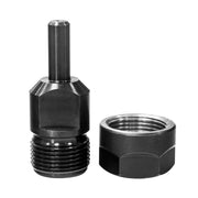 ER 16 collet adapter with union nut for Mafell milling motors shown in black metal.