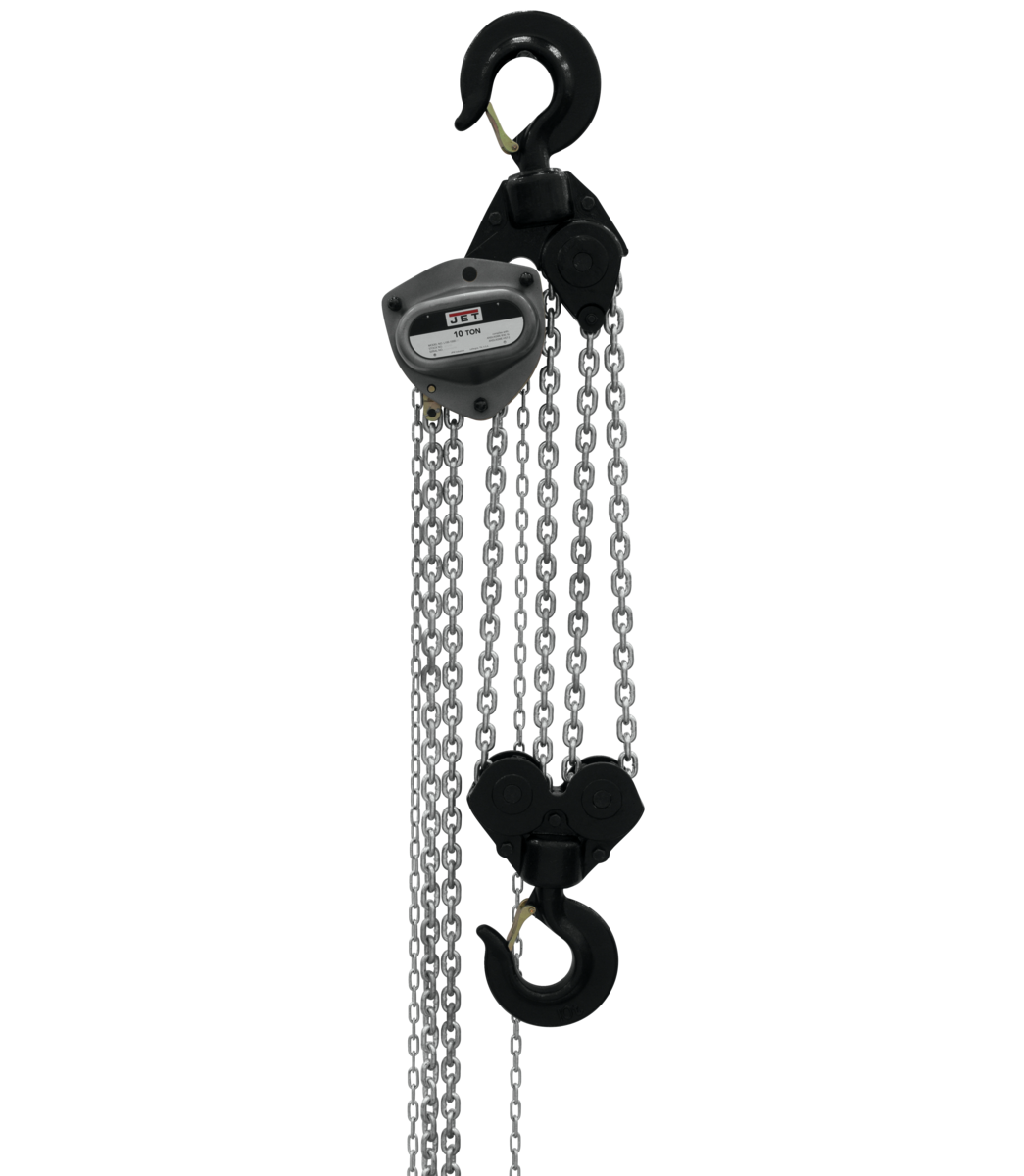 Jet L100-1000WO-20, 10 Ton Hand Chain Hoist with 20 ft. Lift and Overload Protection 209120